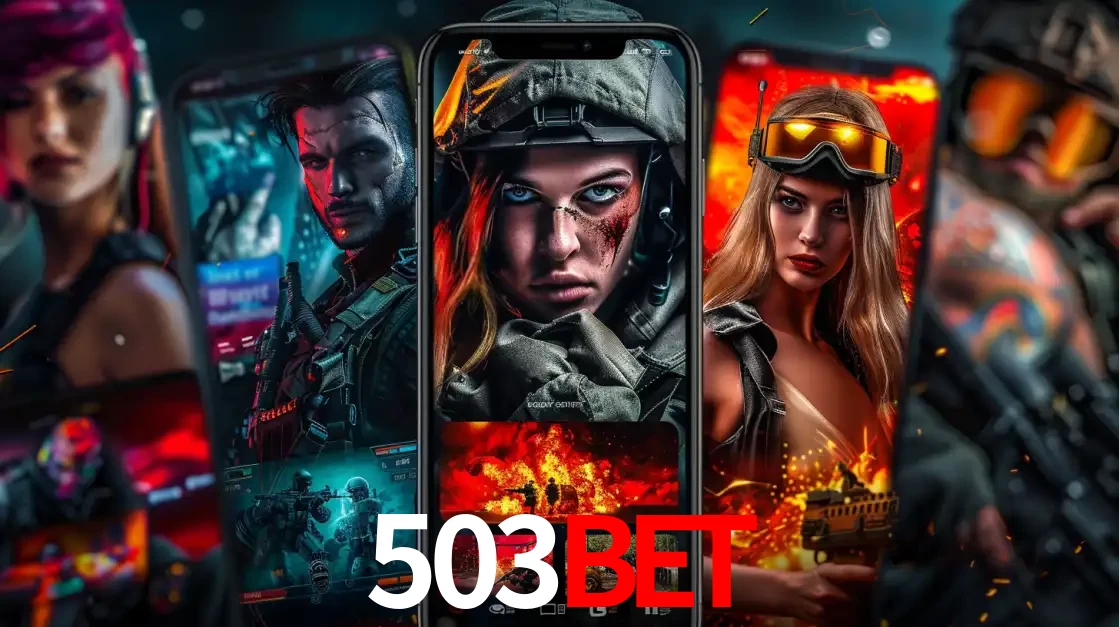 Montagem de telas de celular mostrando diversos personagens, masculinos e femininos, de um jogo de tiro, ilustrando a diversidade de equipes de e-sports para apostar no 503bet.