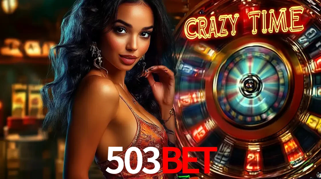 Mulher elegante ao lado da vibrante roda da fortuna do jogo de cassino ao vivo Crazy Time, um dos game shows mais populares e cheios de prêmios do 503bet.