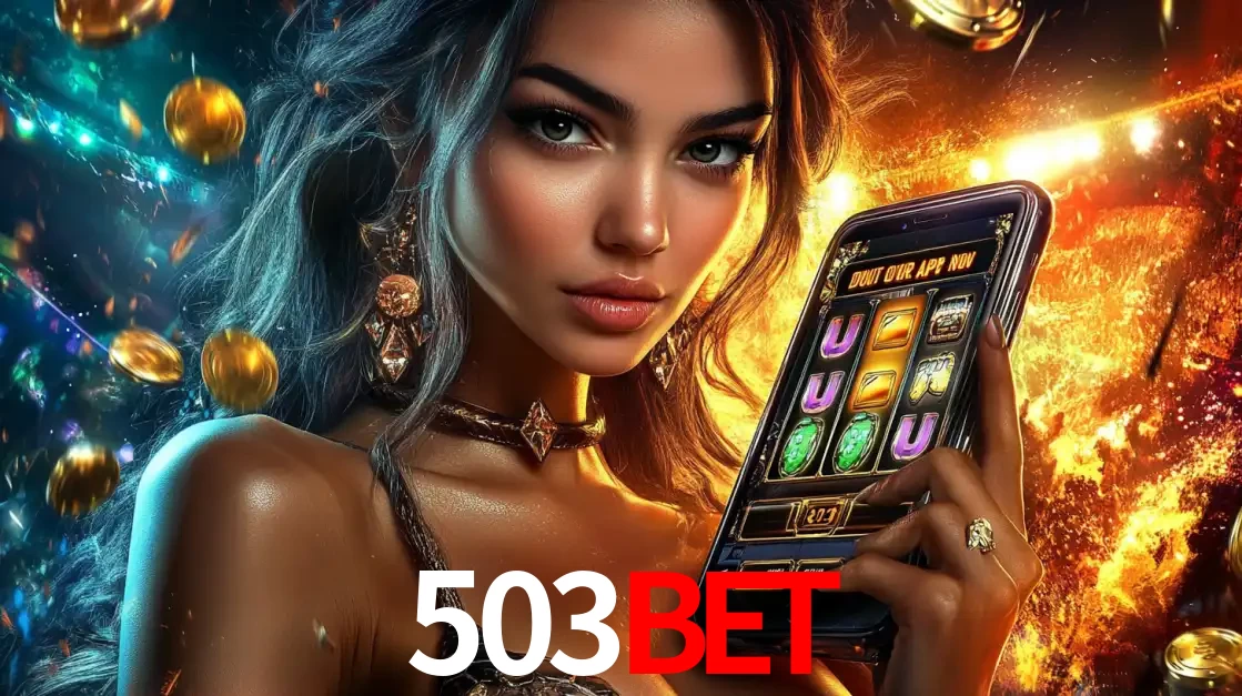 Mulher elegante mostrando um jogo de caça-níqueis em seu smartphone, destacando a experiência de cassino móvel oferecida pelo aplicativo 503bet.